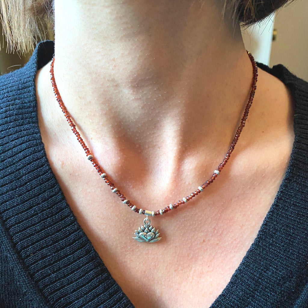 Garnet Charm Necklace